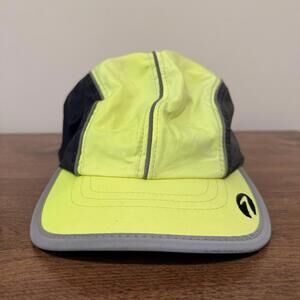 Brooks Running Hat Hi Vis Yellow Reflective Cap Lightweight One Size Polyester